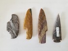 Hatchet Ulu Arrowhead Flint Spearhead Spear Point Knife Blade Display Lot Of 4