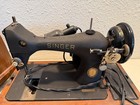 Vintage Singer 128 Sewing Machine Wood Case Pedal Attachment