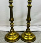 Vtg Pair Classic Solid Brass 19 25  Tall Heavy Candle Holders Mid 20th Century