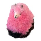 Super Soft Pink White Llama Alpaca Plush Real Alpaca Wool Fur 7  Tall