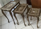 3 Vintage Italian Florentine Nesting Tables Gold Gilt Mid-century Modern 