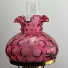 Fenton Cranberry Thumbprint coin Dot Lamp On Marble Base -works