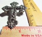 Cross Pin Vintage Large Collectible Religious Christian Catholic Pinback Brooch