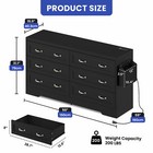 Black 6 Drawer Chest Of Drawers Dresser With Usb Charging Station For Bedroom