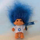 Vintage Troll Doll     Happy Chanukah  Blue Hair   Star Of David