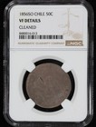 1856-so Chile Silver 50 Centavos Ngc Vf Details  Cleaned