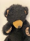 Russ Berrie Blacky Bear Plush Stuffed Black   Tan Bear Cuddly Soft 7    Sitting