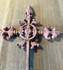 Vintage Heavy Rustic Cast Iron Cross Distressed Wall Plaque Metal 14  X 10 