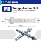 10pcs 5 16  X 4  Concrete Anchor Bolts  Carbon Steel Wedge Anchors   Zinc Plated