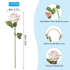 8pcs Fake Roses Artificial Flowers W Stems Real Look Bouquet Gradient Light Pink