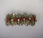 Vtg Mcm Signed Coro Gold-tone Bracelet W pink Rhinestones   Orange Beads 7   