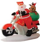 6 Ft Outdoor Christmas Inflatable Santa Claus   Reindeer On Motorcycle   Dura   