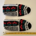 Handmadwomen   s Knit Wool Ballet Slip-on Slippers Floral Blackwhite red green8 5