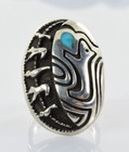 Native American Turquoise Wolf Ring In Sterling Silver Size 6