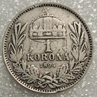 1894 Hungary 1 Korona  835 Fine Silver Coin