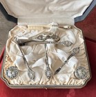 Art Nouveau 1900s F b  Sterling Silver Lady   s Face 10 Piece Vanity Set  W  Case