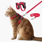 Escape Proof Cat Harness Leash Set Adjustable Quick Release Nylon Vest Pet