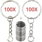 100 50 Pcs Stainless Steel Key Rings Split Hoop-30 25 20mm Diy Flat Metal Chains
