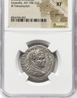 Caracalla 198-217 Ad  Ngc Xf  Huge Silver Tetradrachm  Antioch Roman Empire Coin