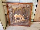 Vintage Hammered Copper Horse Artwork Folk Art Handcrafted Framed Watering Hole