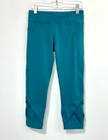 Athleta Girl Diamond In The Cuff Capri L 12 Teal Pockets Cropped Leggings Logo
