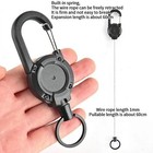 1 2 4pcs Retractable Heavy Duty Carabiner Reel Keychain Steel Wire Badge Holder