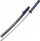 Japanese Katana Samurai Sword Set 3pc Carbon Steel Blade Blue Gold Dragon  stand