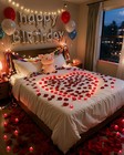 2000 Red Artificial Rose Petals  24 Led Tea Lights For Wedding Decor