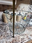 Antique Farmhouse Large Metal Egg Basket With  Handles 