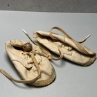 Vintage White Leather Baby Infant Shoes With Bell W  Laces