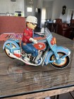 Vintage Tin Friction Motorcycle Policeman  Japan 1950