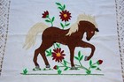 Pony Horse Punch Needle Crewel Hand Embroidery Table Cloth Doily Wall Art 40x40