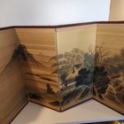 Japanese 4 Panel Folding Screen Asian Byobu Painted 70x36 Antique