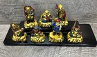 Vintage Japanese 7 Gods Of Good Fortune Figurines Celluloid Or Plastic W  Stand