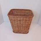 Vtg Natural Wicker Trash Waste Paper Basket Boho Chic Cottage Rectangle 10   