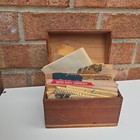 Vintage Wooden Dovetailed Tiger Oak Recipe Box Filled With Old Recipes
