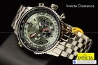 Invicta Men s 50mm Aviator Chronograph Quartz Gray Dial Silver Tone Ss Watch