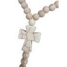 511  Unknown  Wood Bead Cross Tassel Necklace Pink White