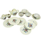 Japanese Lusterware Child   s Tea Set Floral Cross Motif 14 Pc Vintage Jrb