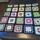 Handmade Floral Granny Square Crocheted Vintage Lap Blanket 30 X 56 Rosanne 