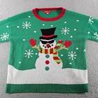 Ugly Christmas Sweater Large Green Snowman Holiday Party Knit Winter