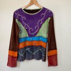 Kpc Nepal Cotton Embroidered Patchwork Peace Long Sleeved Shirt  Women   s L