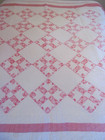 Super pink Red Goose Tracks cross   Crown Handmade Vtg Quilt 70x70