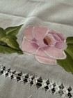 Vintage 1960s 5 Ft Table Runner W Fringe Hand Painted Roses Cottage Decor