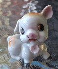 Vintage Miniature Little Pig With Flower Figurine Japan