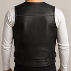 Bull Riding Leather Vest     Premium Black Cowhide  Rodeo Pro Fit 