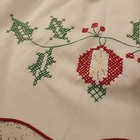 Vintage Christmas Embroidered Half Apron White Green Red