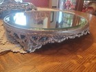 Antique Victorian Ornate Footed Plateau  Mirror 12    Vanity Tray