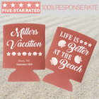 Personalized Can Cooler Custom Beach Vacation Beer Koozie Party Favor Gift