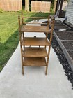 Vintage Antique Bamboo Wood Metal Ornate Curio 4 Shelf Shelving Shelves Etagere